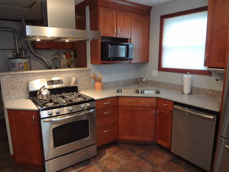 A remodeled kitchen.